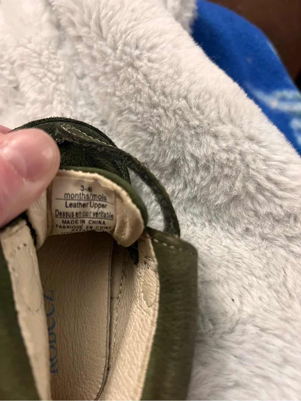 Robeez 3/6 Olive Green Leather Moccasin Shoes